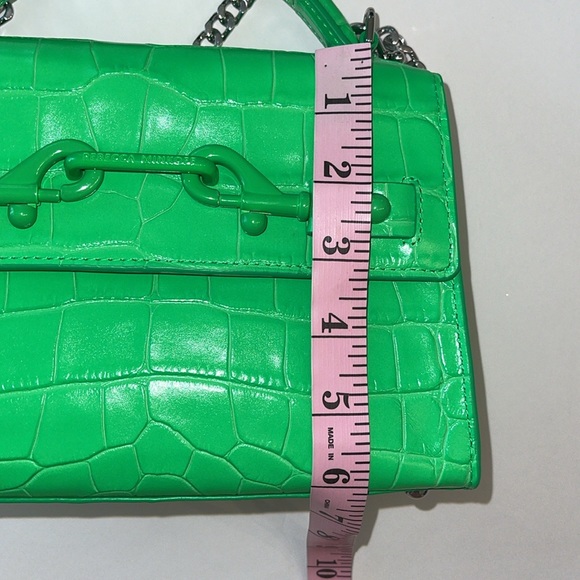 Rebecca Minkoff Croc Embossed Leather Crossbody Bag Neon Green NWT - Picture 16 of 17